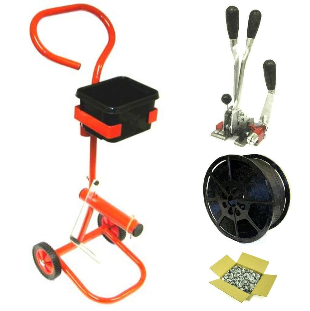 Hand Strapping Kit with Mobile Trolley, Combi Tool, Strapping & Seals (Kit C2)