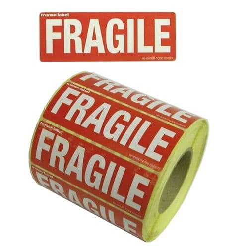 Medium Self Adhesive Fragile Labels - 1 Roll (1000 labels)