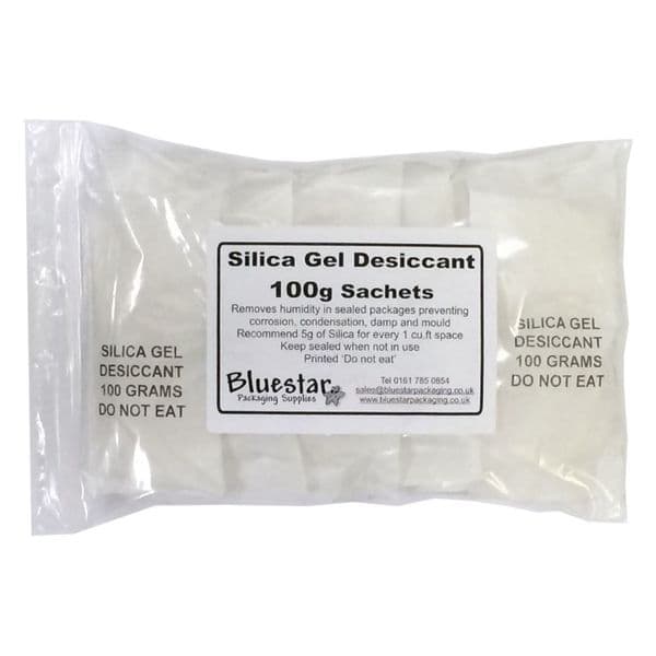 Silica Gel Desiccant - 100g Sachets - Pack of 10