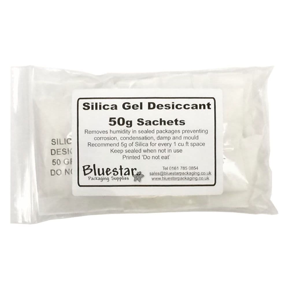 Silica Gel Desiccant - 50g Sachets - Pack of 10