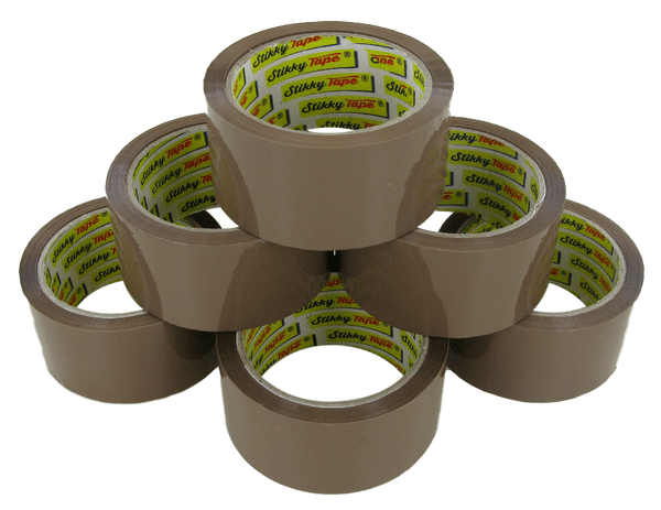 Stikky Branded Brown Packing Tape 48mm x 66m - Pack of 6