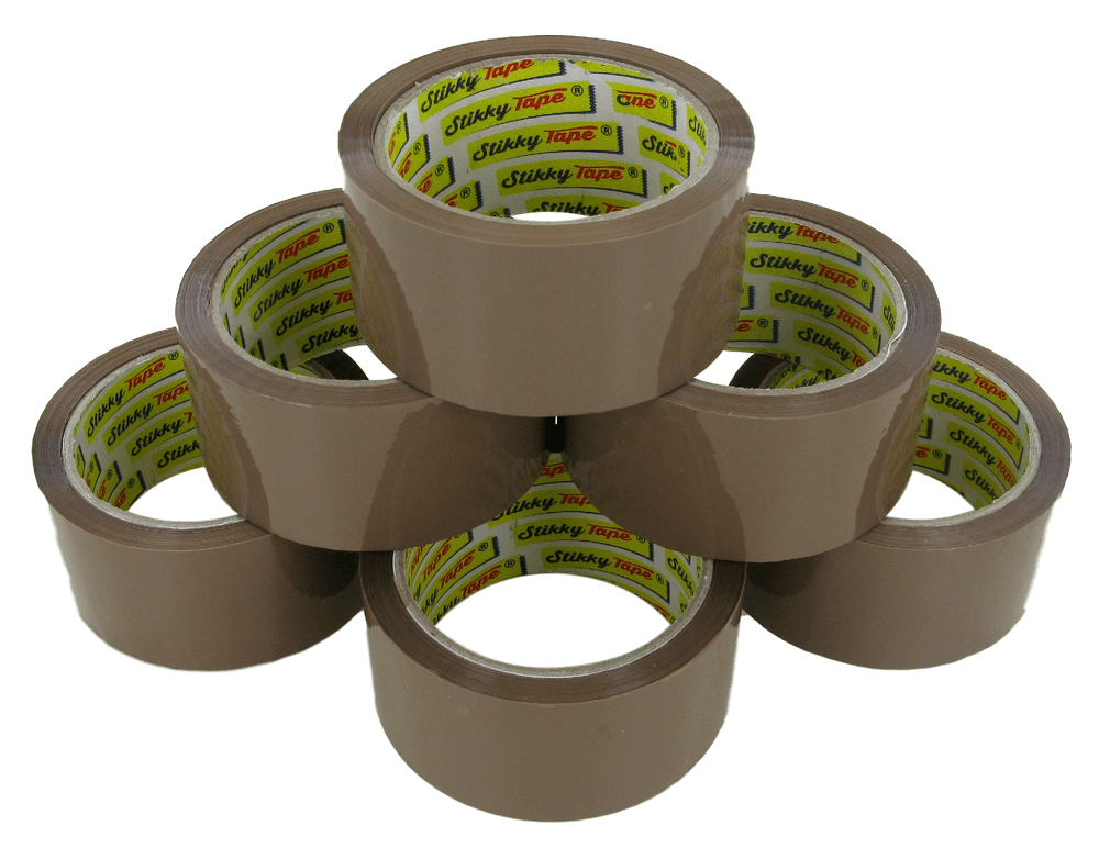 Stikky Branded Brown Packing Tape 48mm x 66m - Pack of 6