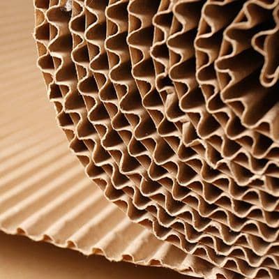 End of a Corrugated roll with close up of the flutes