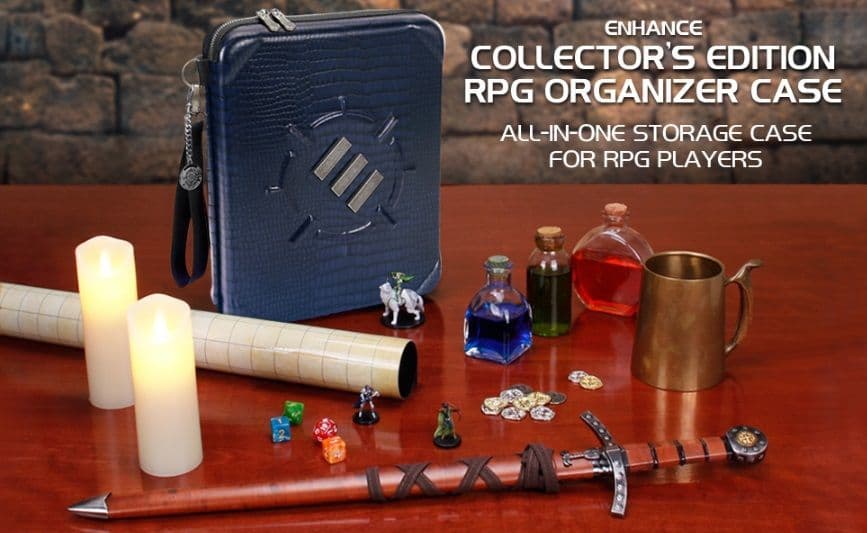 ENHANCE Tabletop RPG Organizer Case Collectors Edition Blue