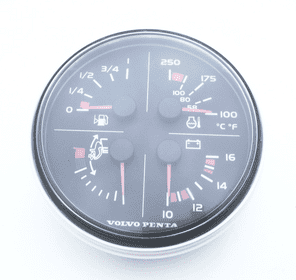 Volvo Penta 12v Quad Gauge Trim, Temp, Fuel,Volt 3847879