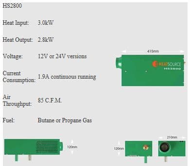 Propex Heat source HS2800 Marine Kit Butane or Propane Gas Air Heater