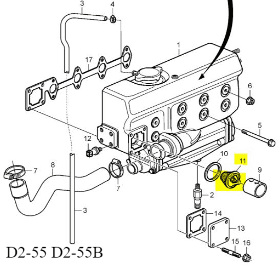 Thermostat für Volvo Penta D2 D2-55A D2-55B MD2030 MD2040 A B C D 358, 27,91