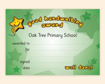 Good Handwriting (x 50) – Primary School Award Certificate