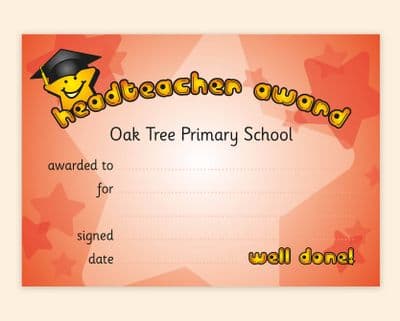 Headteacher Award (x 50) – Primary School Award Certificate