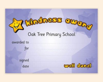 Kindness Award (x 50) – Primary School Award Certificate