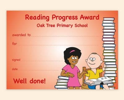 Reading Progress Award  (x 50) – Primary School Award Certificate