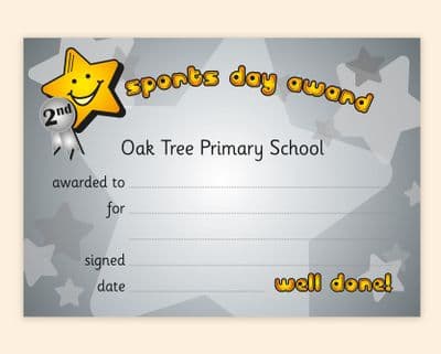 School Sports Day Awards – Primary School Award Certificate