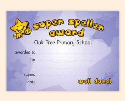 Super Speller A (x 50) – Primary School Award Certificate