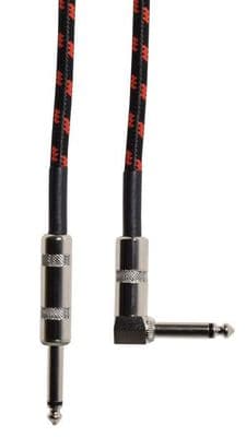 Classic Retro Braided Guitar Leads 6.3mm Right Angled Mono Jack Plug - 6.3mm Mono Jack Plug