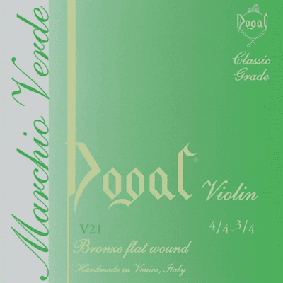 Dogal Violin Strings Green Set, Bronze Flat Wound