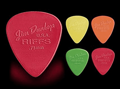 Dunlop Riffs Nylon Guitar Picks Plectrums - 3 Of Each Size (Pack 12)