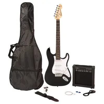Encore E60 Electric Guitar Package, Black, with Amp, Strap, Lead, Picks & Tuner