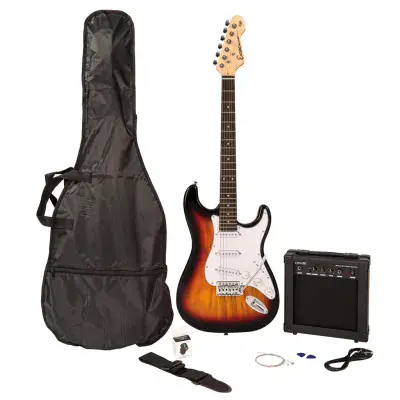 Encore E60 Electric Guitar Package, Sunburst, with Amp, Strap, Lead, Picks & Tuner