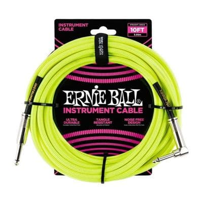 Ernie Ball 18ft P06085 Neon Yellow Instrument Cable, Straight to Angled