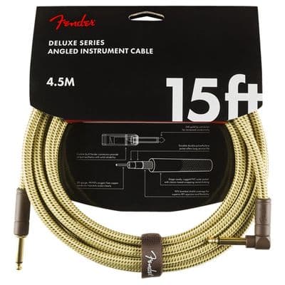 Fender Deluxe 15' Tweed Instrument Cable, 6.3mm to 6.3mm