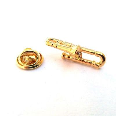 Gold Trombone Pin Badge