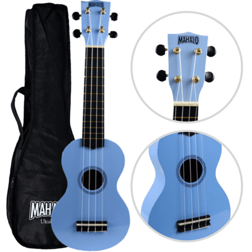 Mahalo Light Blue Soprano Ukulele: Starter Ukelele + Uke Bag