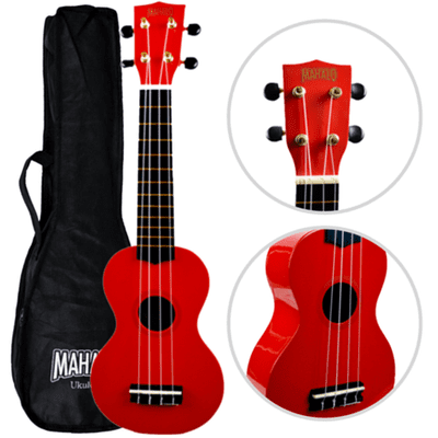 Mahalo Red Soprano Ukulele: Starter Ukelele + Uke Bag