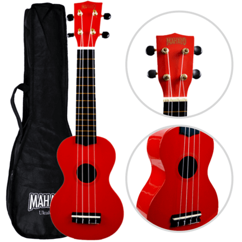 Mahalo Red Soprano Ukulele: Starter Ukelele + Uke Bag