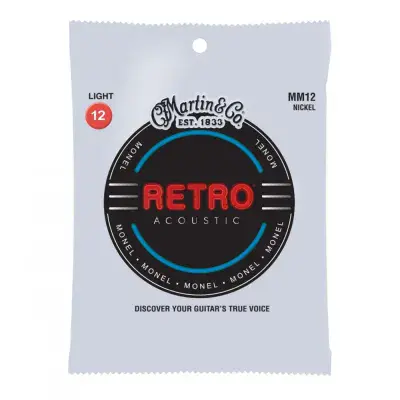 Martin MM12 Monel Retro Acoustic Guitar Strings, 12-54