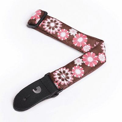 Pink and Brown Flowers Ukulele Strap
