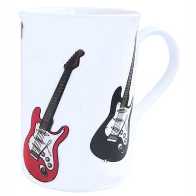 Red & Black Electric Guitars Bone China Mug