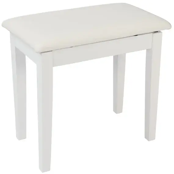 Satin White Piano Bench, Vinyl Top