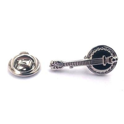 Silver Banjo Pin Badge