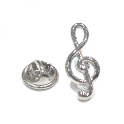 Silver Plated Treble Clef Pin Badge