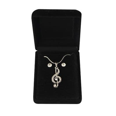 Treble clef earrings and necklace