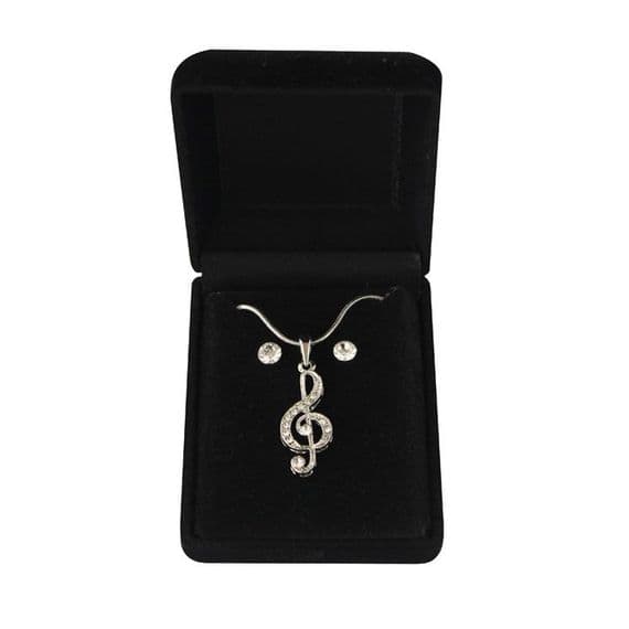 Treble clef earrings and necklace