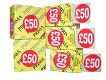 10,000 £50 Price Retail Shop Labels Stickers Red Circle Easy Peel Dispenser Box