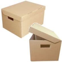 10 x Large A4 Archive Cardboard Storage Boxes Size 15 x 12 x 9" With Lid Handles
