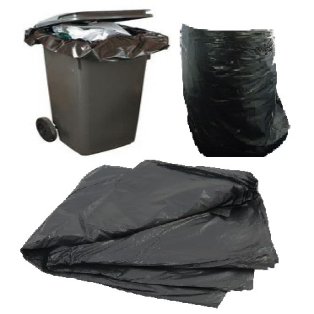 100 Black Wheelie Bin Liners Bags Size 30x46x54" Rubbish Refuse Sacks