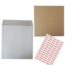 100 Large White 12" Record Vinyl Mailers + 125 Stiffener Pads Free Fragile Labels