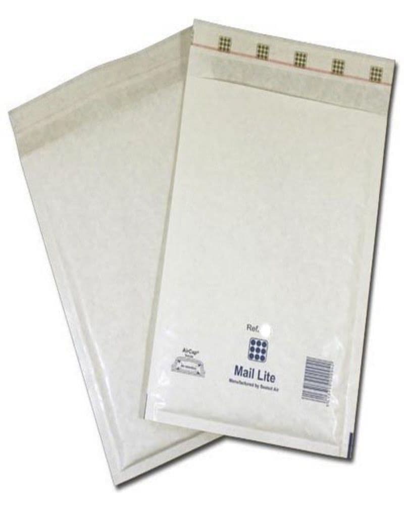 200 x Mail Lite Padded Envelopes Size B00 120x210mm White Bubble Mailers