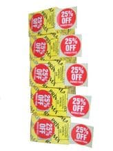 2000 x 25% Off Price Retail Shop Labels Stickers Red Easy Peel Dispenser Box