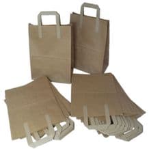 25 Brown Paper SOS Carrier Bags Size Small 7x3.5x8.5" Block Bottom Takeaway