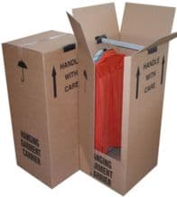 3 Wardrobe Garment Boxes Strong Double Wall Cardboard 20x19x49" Removal Moving