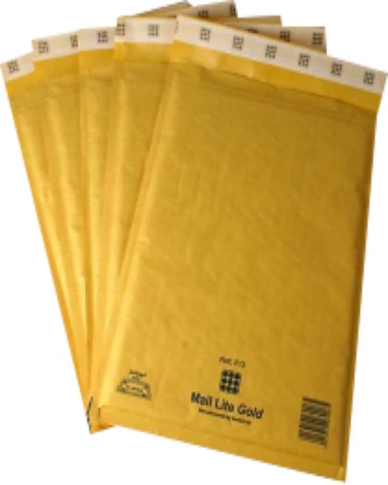 500 x Mail Lite Padded Envelopes Size B00 120x210mm Gold Bubble Mailers