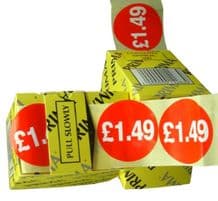 5000 £1.49 Price Retail Shop Labels Stickers Red Circle Easy Peel Dispenser Box