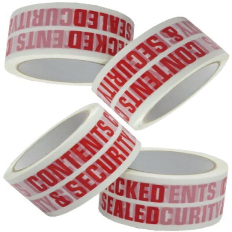 6 Printed Packaging Tape Rolls CONTENTS CHECKED Size 48mmx66m