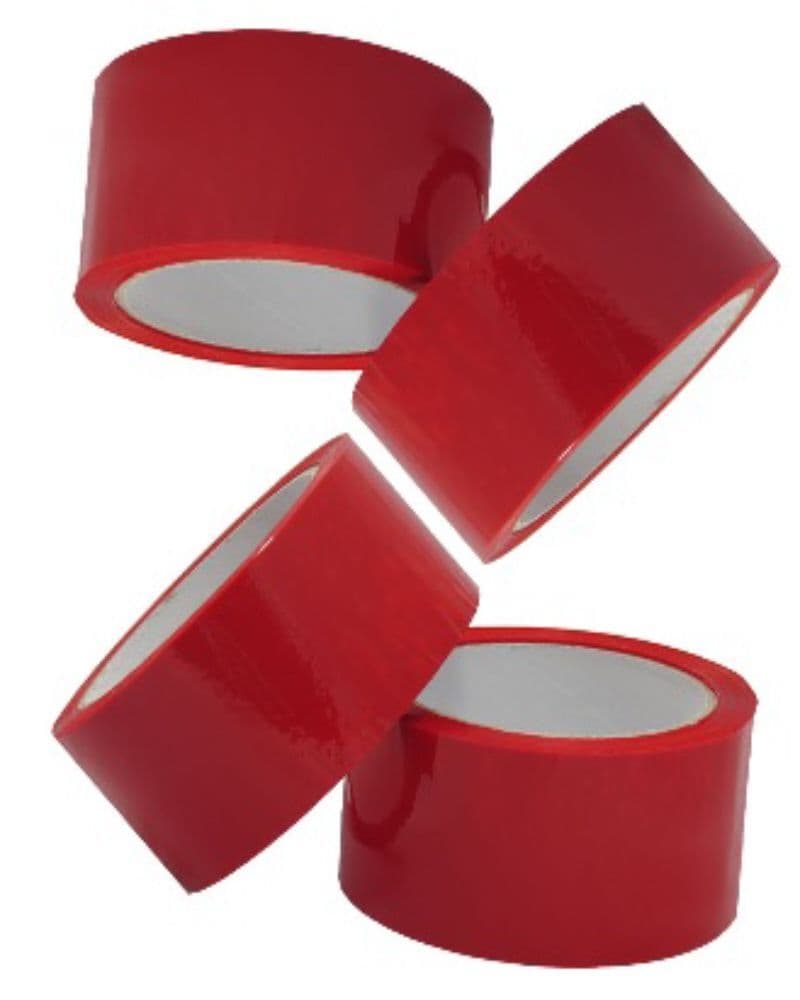 6 Red Packaging Tape Rolls Size 48mm x 66m Parcel Packing