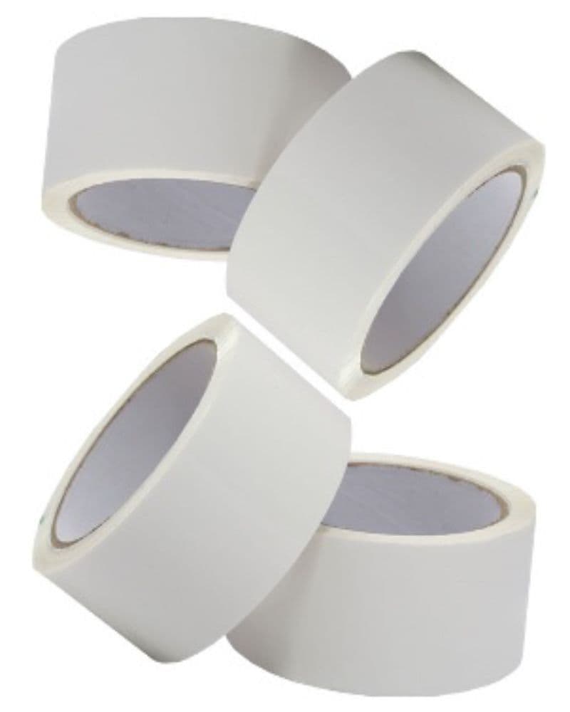 6 White Packaging Tape Rolls Size 48mm x 66m Parcel Packing