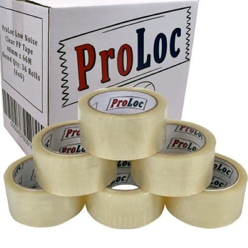 6 x ROLLS OF LOW NOISE CLEAR PACKING PARCEL ADHESIVE TAPE 48MM WIDE X 66 METRES